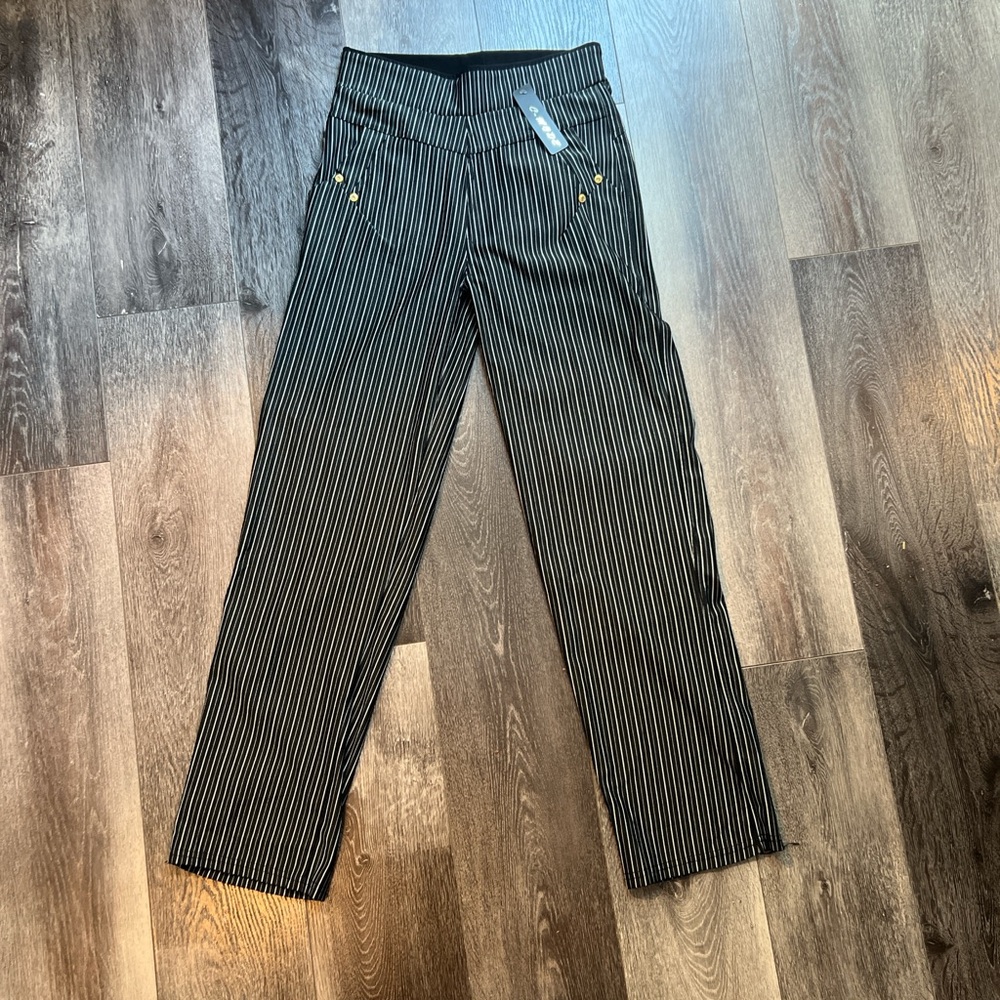 Chic Black and White Striped Trousers